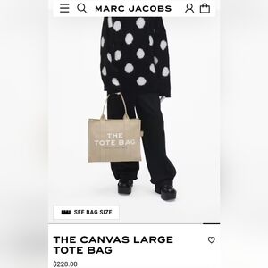 Marc Jacobs Beige Canvas Duffel Tote with White Logo